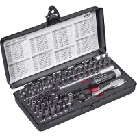 Wiha MicroBit-set ESD & Biratel SL / Zeskant / TORX / PL / PH in metalen box - 66-delig - 39971
