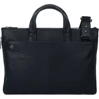 Piquadro Zwarte vierkante aktetas Leer 42 cm Laptopvak zwart
