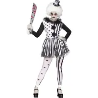Vegaoo FUNWORLD - Wit en zwart killer clown kostuum voor dames - M / L