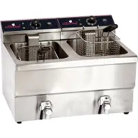 Caterchef Friteuse CaterChef, met aftapkraan, 2x8ltr, H42 x B50 x L59, 2x 230V / 2x 3,3kW