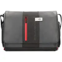 Piquadro Urban Messenger Leer 36 cm Laptopcompartiment grijs