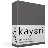 Kayori Topper Hoeslaken Shizu Antracite (Percal)-180 x 210/220 cm