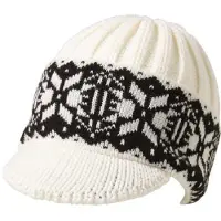 Jacquard Muts met klep Wit/zwart