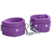Hotlips Ouch! Plush Leather Ankle Cuffs - Purple