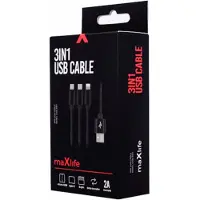 MaXlife 3in1 USB-kabel - USB-C, Lightning, micro-USB 100cm