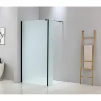 Saniclear Trust douche zijwand mat glas 30x200cm anti-kalk zwarte profielen