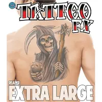 Partychimp Body Tattoos grim reaper XL (zwart en bruin)