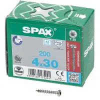 Spax 0207000400303 R 88093 Ruko m.Spitze/T-STAR VG Bolkop houtschroef 4 mm 30 mm T-STAR plus RVS A2 200 stuk(s)