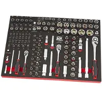 AOK Professionele 130 Delige 1/4, 3/8, 1/2 inch Doppenset Foam Inlay