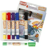 Packlinq Playcolor textielverf, l: 14 cm, d: 15 mm, kleuren assorti, 6stuks
