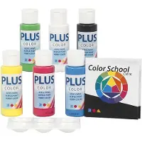 Packlinq Plus Color acrylverf - Color School, primaire kleuren, Inclusief Color School instructies, 6x60ml