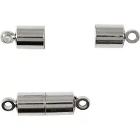 Packlinq Magneetsluiting met ogen, d: 5 mm, l: 17 mm, verzilverd, 10stuks