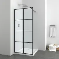 Badstuber Window douchewand mat zwart geruit 100x195cm