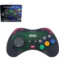 Retro-Bit Sega Saturn 8-knops Arcade Pad -langaton peliohjain, Mega Drive, harmaa, Controller, Grijs