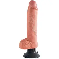 King Cock - dildo met zuignap en vibratie - 25 cm - huidkleurig