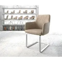 DELIFE Sledemodel Greg-Flex microvelours beige vintage sledemodel vlak roestvrij staal pocketveer kern