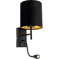 QAZQA Art Deco wandlamp zwart met velours kap - Stacca