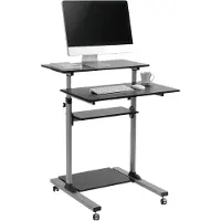 Logilink Zit-sta-bureau In hoogte verstelbaar, Met wieltjes Hoogte: 93.8 tot 1.378 m (b x d) 70 cm x 70.5 cm Zilver BP0070 BP0070