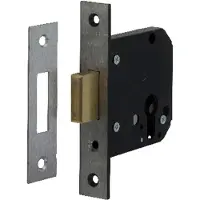 Nemef 4228 Veiligheidsbijzetslot | SKG** | DM60mm | voorplaat RVS 25x140mm afgerond | messing nachtschoot | DR 1+2+3+4 - 9422827600