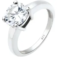 Elli - Elli Ringen Dames Solitaire Ring Classic Noble met Zirkonia steen in 925 Sterling Zilver rose gold plated