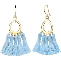 Elli Oorbellen 'Boho' lichtblauw / goud