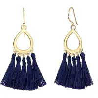 Elli Oorbellen 'Boho' donkerblauw / goud
