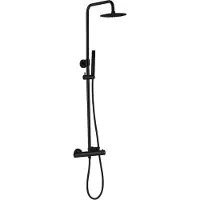 Best design Regendouche set Black Pary Opbouw Thermostaat Messing Ø 20cm Mat Zwart