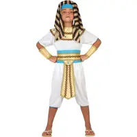 Atosa - Egyptisch farao kostuum voor jongens - 152/158 (10-12 jaar) - Goud en blauw