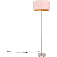QAZQA Vloerlamp staal met roze kap 50 cm - Simplo