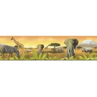 A.S. Création Behangrand papier 6901-11 Only Borders Afrikaanse dieren 5 m x 26 cm