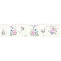 A.S. Création Behangrand vlies 35876-2 Only Borders bloemen roze/blauw 5 m x 13 cm