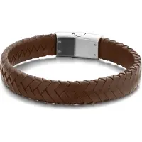 Frank 1967 7FB-0406 Armband staal/leder bruin 12 mm