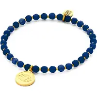 CO88 Collection Collection Chakra 8CB 90216 Rekarmband met Stalen Elementen - Third Eye Chakra - Jade Natuursteen 4 mm - One-size - Donker Blauw