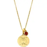 CO88 Collection Collection Chakra 8CN 26057 Stalen Collier met Hanger - Root Chakra en Kristal - Lengte 42 + 5 cm - Goudkleurig / Rood