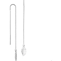 Trendjuwelier huiscollectie Doortrekoorbellen Veer Zilver Gerhodineerd Glanzend