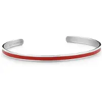 Key Moments 8KM B00528 Stalen Open Bangle One-size (60 x 50 x 4 mm) Zilverkleurig / Rood