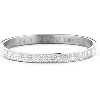 CO88 Collection Sparkle 8CB 90309 Stalen Bangle met Kristallen - One-size (58x49x8 mm) - Zilverkleurig / Wit