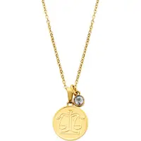 CO88 Collection Collection Zodiac 8CN 26082 Stalen Collier met Hanger - Sterrenbeeld Weegschaald - Lengte 42 + 5 cm - Goudkleurig