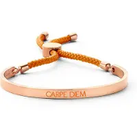 Key Moments 8KM BC0040 Stalen Open Bangle met Tekst en Rope carpe diem Grootte 58x45 mm Rosékleurig / Oranje