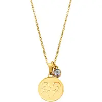 CO88 Collection Collection Zodiac 8CN 26078 Stalen Collier met Hanger - Sterrenbeeld Tweelingen - Lengte 42 + 5 cm - Goudkleurig
