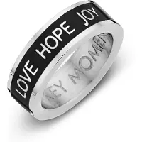 Key Moments Color 8KM R0001 56 Stalen Ring met Tekst Love Hope Joy Ringmaat 56 Zilverkleurig / Zwart