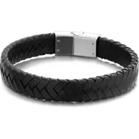 Frank 1967 7FB-0405 Armband staal/leder zwart 12 mm