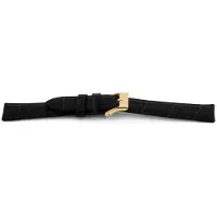 Claudio Calli Horlogeband F156G Croco Zwart Mat Goud 18x16 mm
