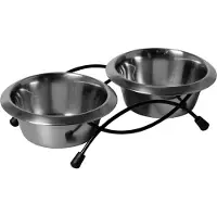 Adori Standaard Met 2 Rvs Bakken - Kattenvoerbak - 30x15x8 cm Kat