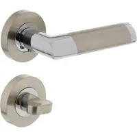 Intersteel Deurkruk Nicol op rozet met toilet-/badkamersluiting - chroom/nikkel mat