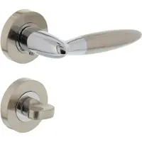 Intersteel Deurkruk Elen op rozet met toilet-/badkamersluiting - chroom/nikkel mat