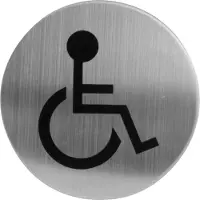 Intersteel pictogram toilet mindervalide zelfklevend rond - RVS