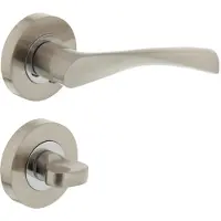 Intersteel Deurkruk Giussy op rozet met toilet-/badkamersluiting - nikkel mat/chroom