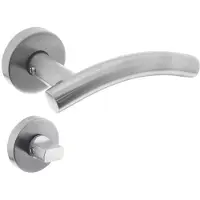 Intersteel Deurkruk Gebogen op rozet geveerd met toilet-/badkamersluiting ATP - RVS