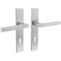 Intersteel Deurkruk Hoek 90gr op schild sleutelgat 72 mm rvs geborsteld
